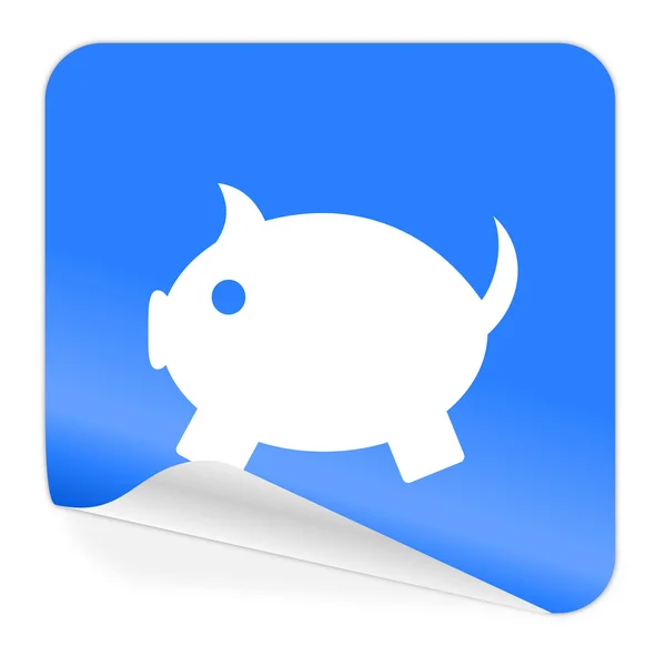 Piggy bank blue sticker icon — Stock Photo, Image