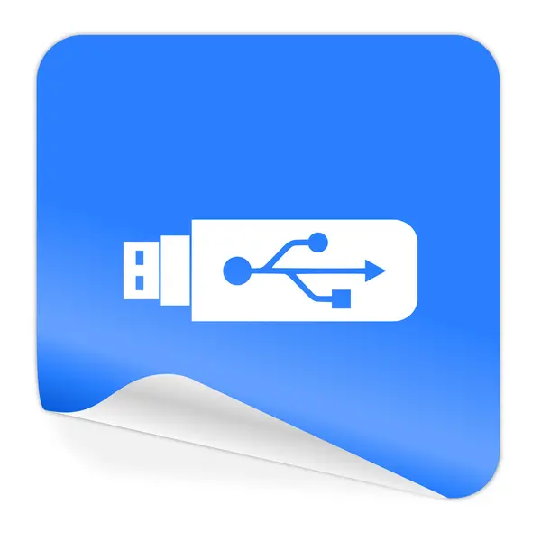 Usb blue sticker icon — Stock Photo, Image