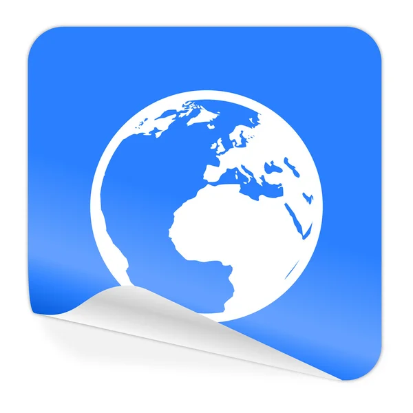 Ziemia naklejki niebieski ikona — Zdjęcie stockowe