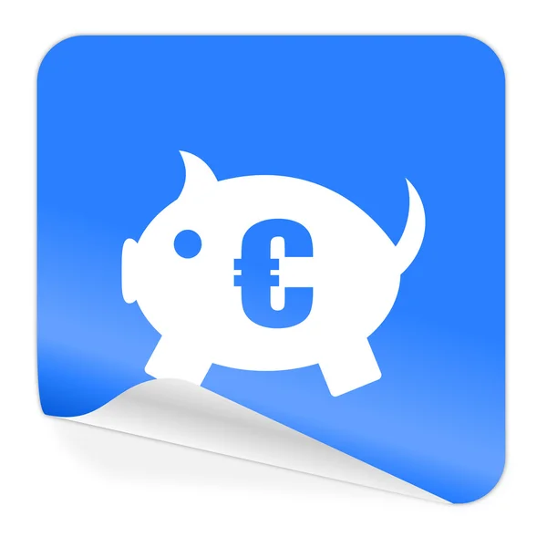 Piggy bank kék matrica ikon — Stock Fotó