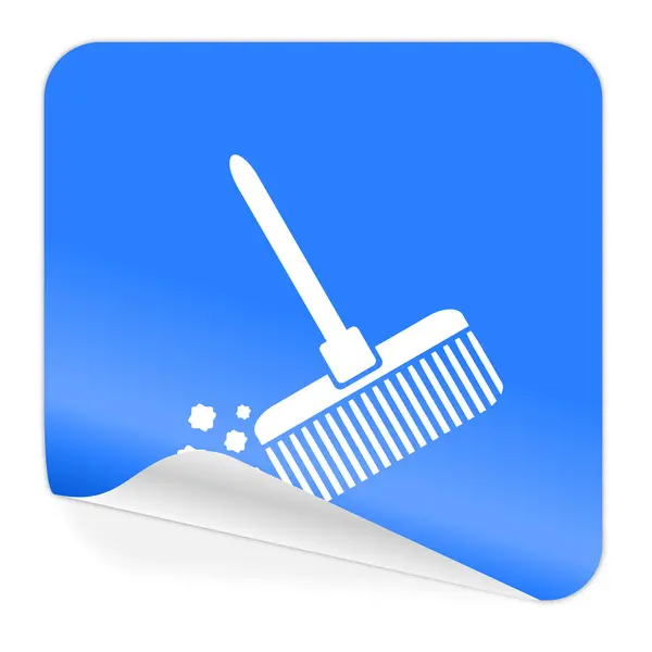 Broom blue sticker icon — Stock Photo, Image