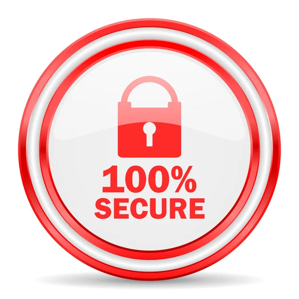 Secure red white glossy web icon — Stock Photo, Image