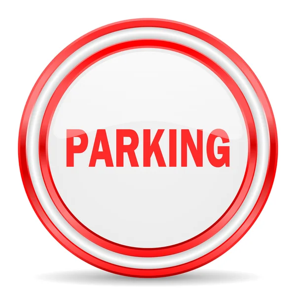 Parcheggio rosso bianco lucido web icon — Foto Stock