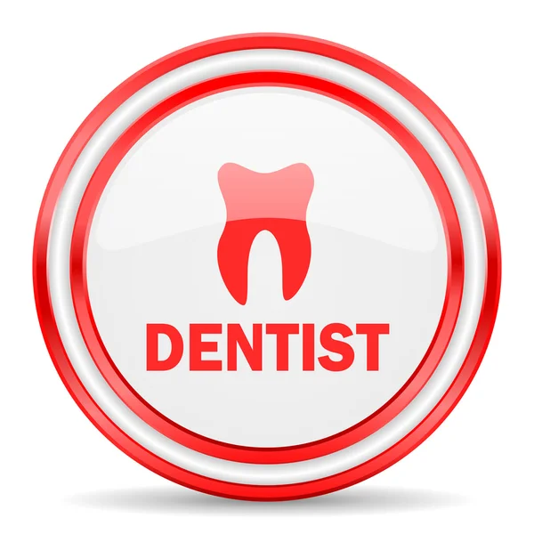 Dentist red white glossy web icon — Stock Photo, Image