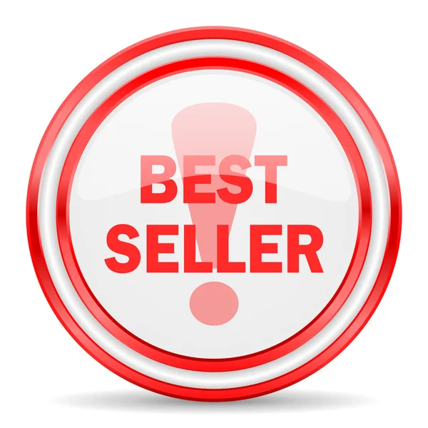 Кращий продавець червоний білий глянсовий веб-іконка — стокове фото