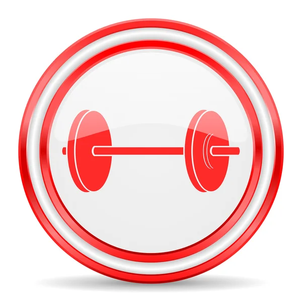 Fitness rosso bianco lucido web icon — Foto Stock