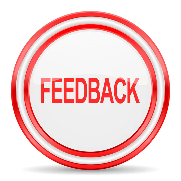 Feedback red white glossy web icon — Stock Photo, Image