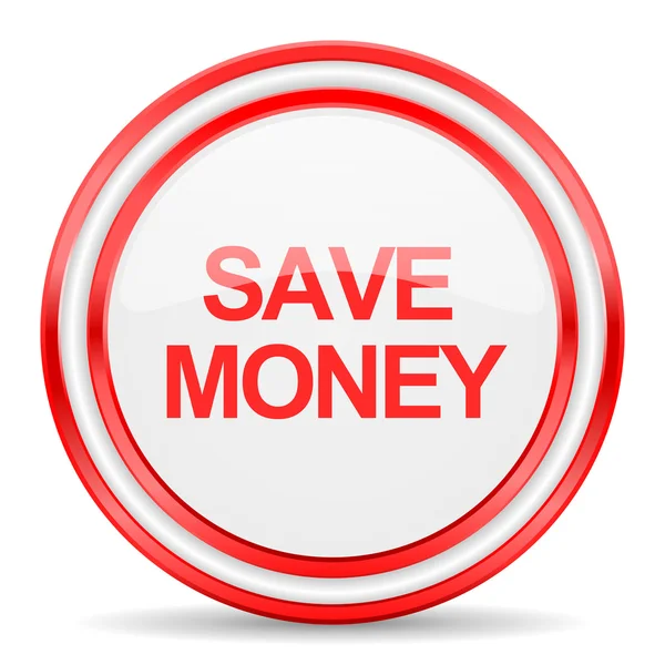 Sparen Sie Geld rot weiß glänzend Web-Symbol — Stockfoto