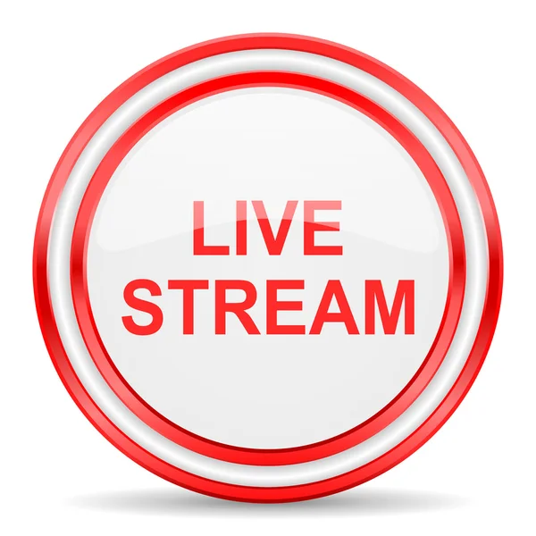 Live stream vermelho branco brilhante ícone da web — Fotografia de Stock