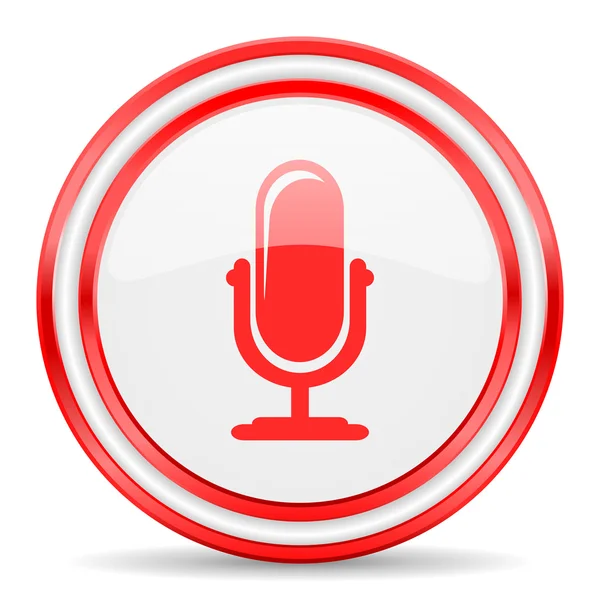 Micrófono rojo blanco brillante icono web — Foto de Stock