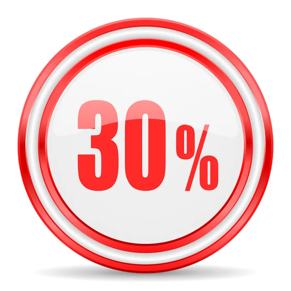 30 percent red white glossy web icon — Stock Photo, Image