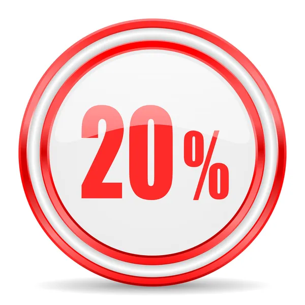 20 percent red white glossy web icon — Stock Photo, Image