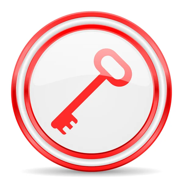 Key red white glossy web icon — Stock Photo, Image