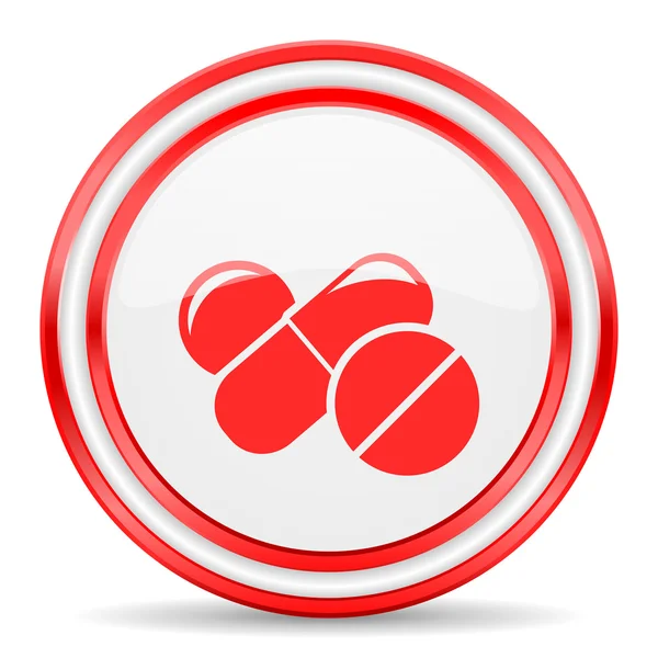 Geneeskunde rood wit glanzend web pictogram — Stockfoto