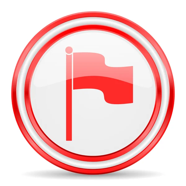Bandera rojo blanco brillante icono web — Foto de Stock