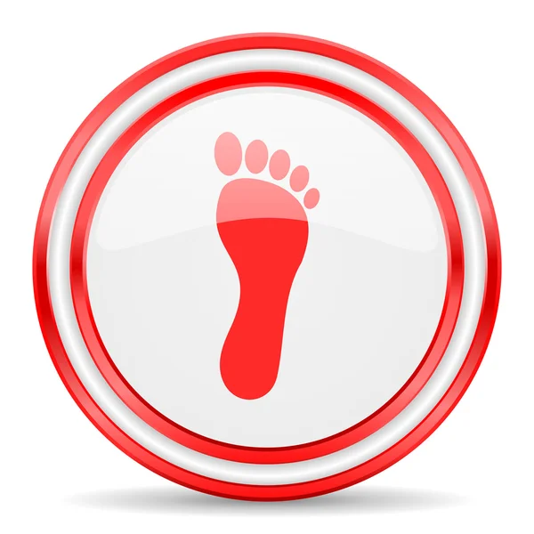 Foot red white glossy web icon — Stock Photo, Image