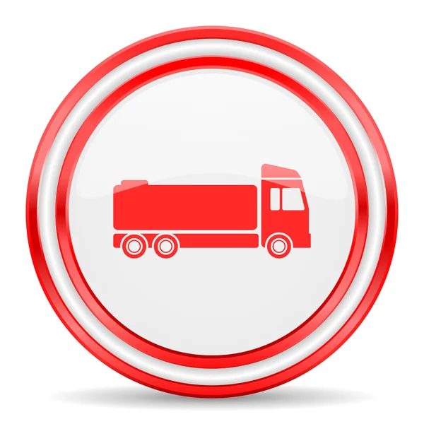 Truck red white glossy web icon — Stock Photo, Image