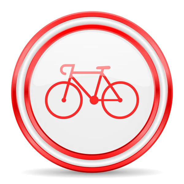 Bicicleta rojo blanco brillante icono web —  Fotos de Stock