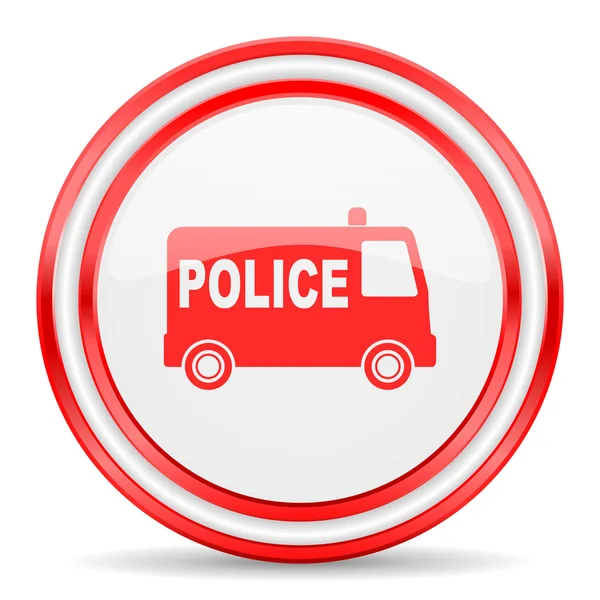 Police red white glossy web icon — Stock Photo, Image