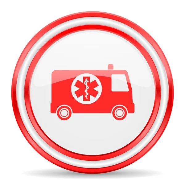 Ambulance red white glossy web icon — Stock Photo, Image