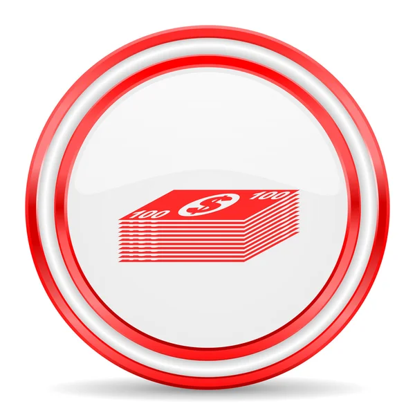 Money red white glossy web icon — Stock Photo, Image