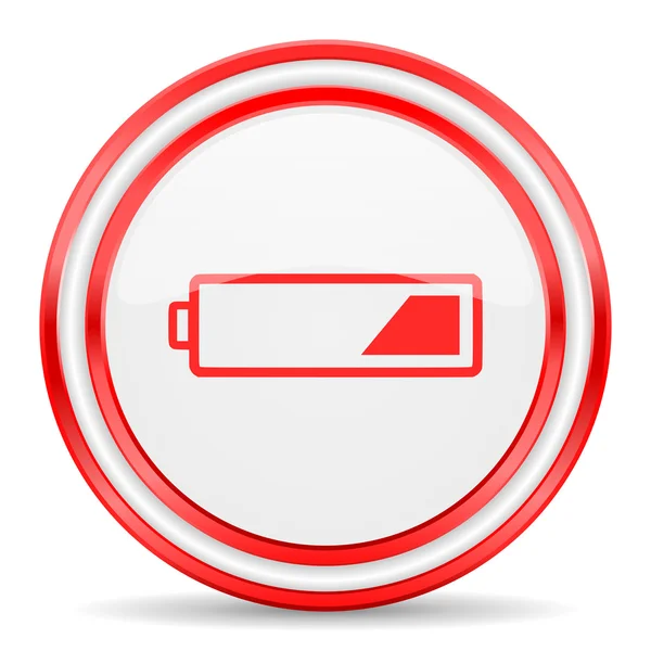 Battery red white glossy web icon — Stock Photo, Image
