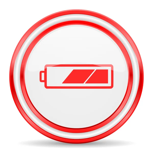 Battery red white glossy web icon — Stock Photo, Image