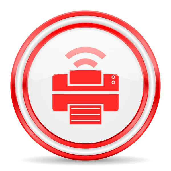 Impresora rojo blanco brillante icono web —  Fotos de Stock