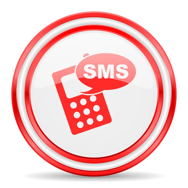 SMS czerwony WWW biały błyszczący ikona — Zdjęcie stockowe