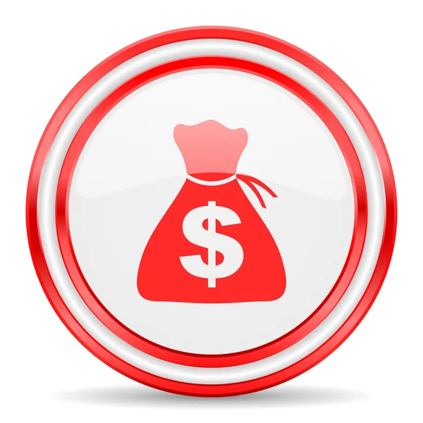 Geld rood wit glanzend web pictogram — Stockfoto