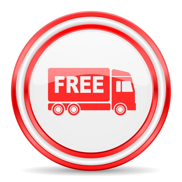 Free delivery white glossy web icon — Stock Photo, Image