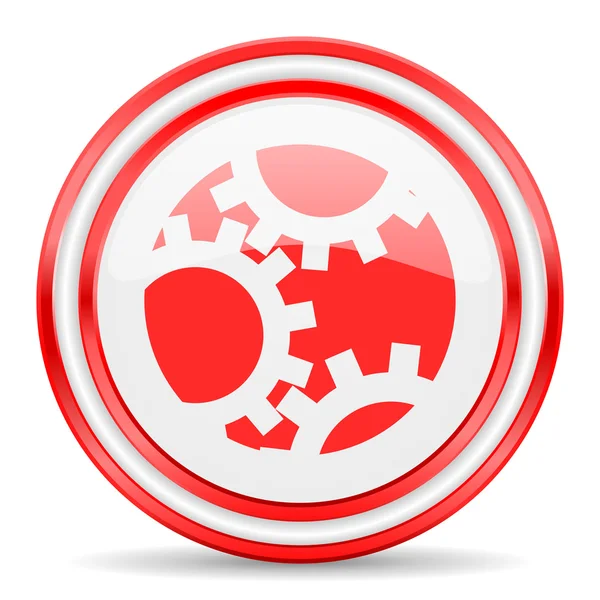 Gear red white glossy web icon — Stock Photo, Image