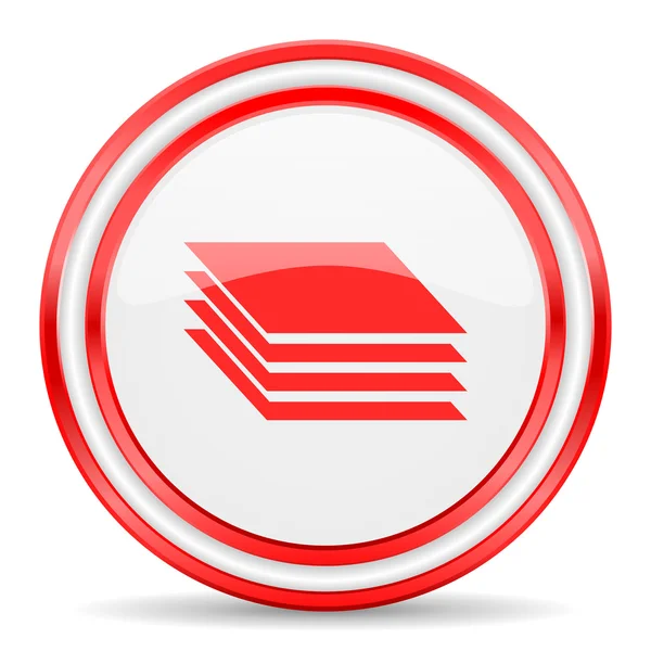 레이어 빨간색 흰색 광택 웹 아이콘 — 스톡 사진