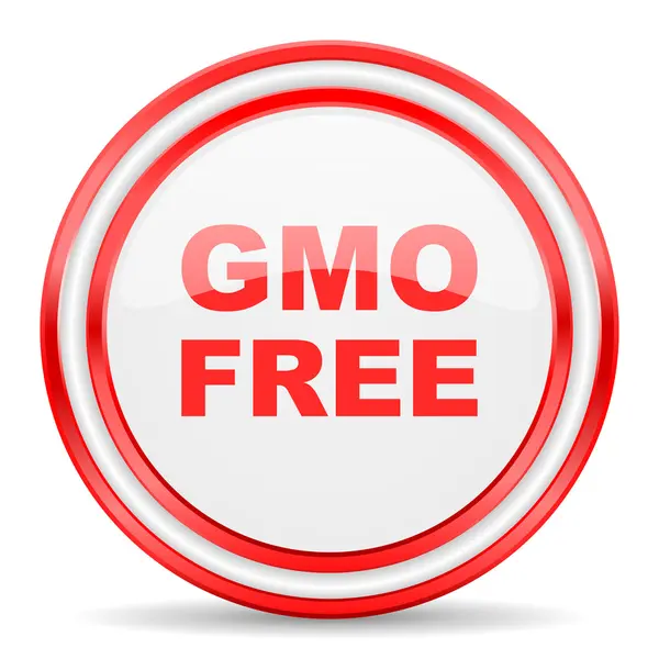 GMO ücretsiz kırmızı beyaz parlak web simgesi — Stok fotoğraf