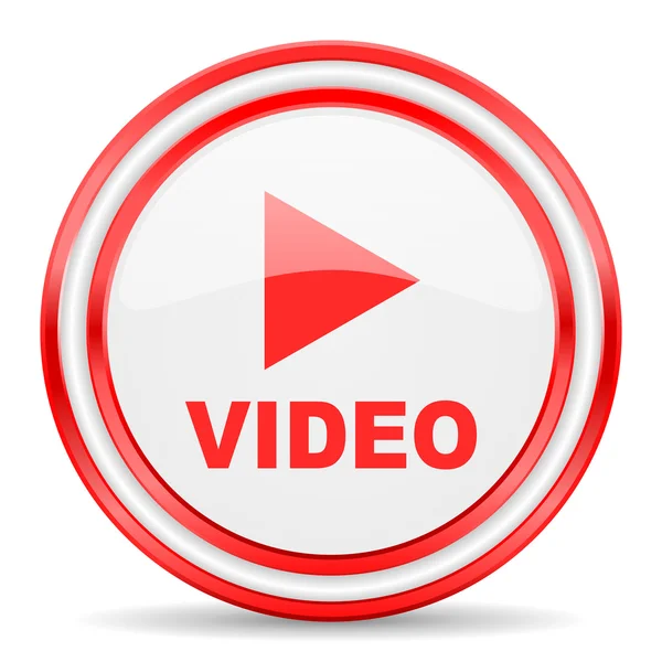 Video rood wit glanzend web pictogram — Stockfoto
