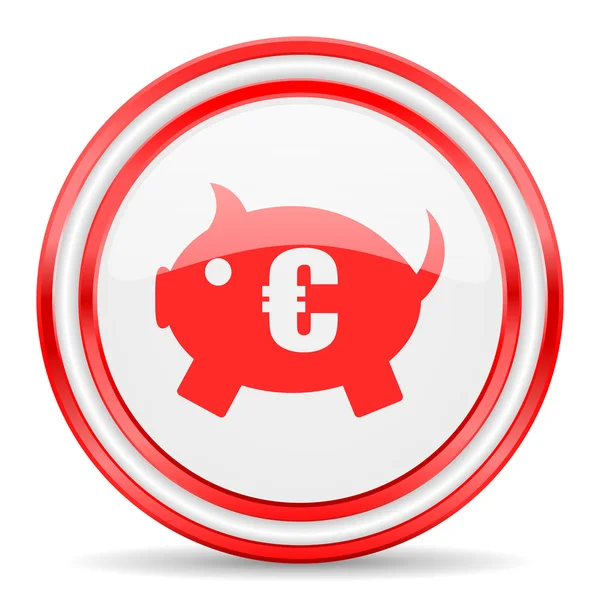 Piggy bank rood wit glanzend web pictogram — Stockfoto