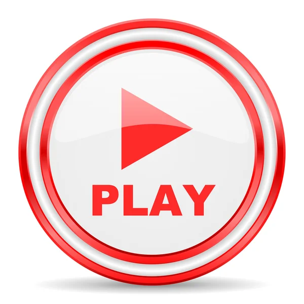 Play red white glossy web icon — Stock Photo, Image