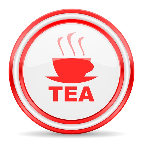 Čaj červená bílá lesklá webová ikona — Stock fotografie