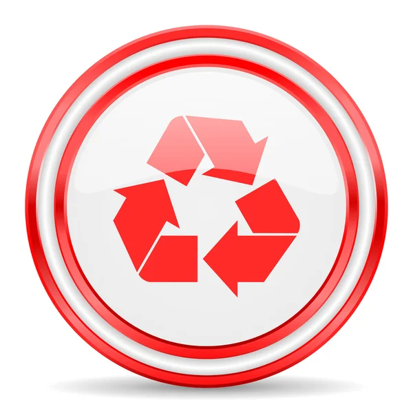 Reciclar rojo blanco brillante icono web — Foto de Stock
