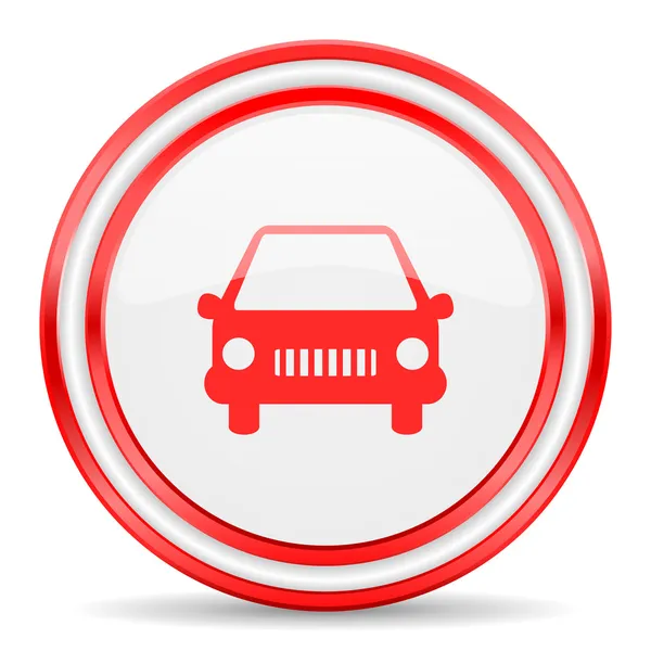 Car red white glossy web icon — Stock Photo, Image