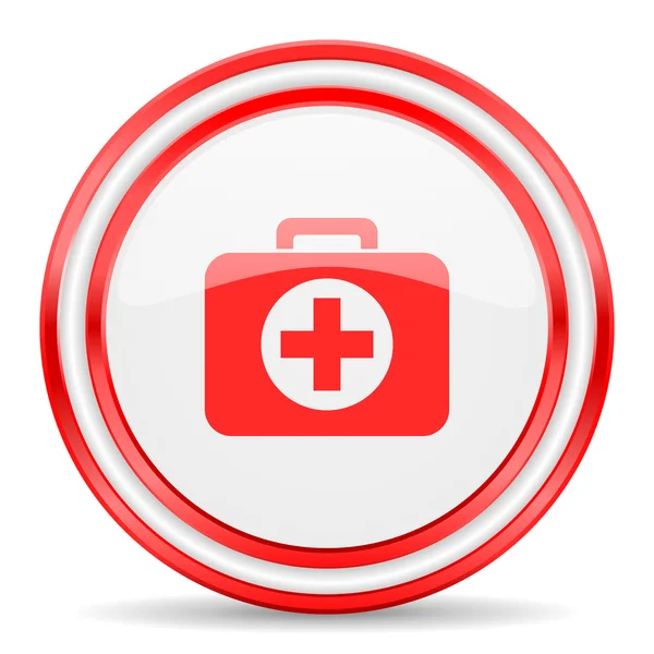 First aid red white glossy web icon — Stock Photo, Image