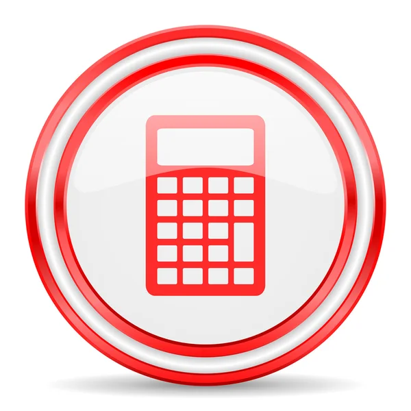 Calculadora rojo blanco brillante icono web —  Fotos de Stock