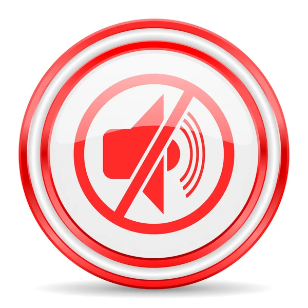 Mute red white glossy web icon — Stock Photo, Image