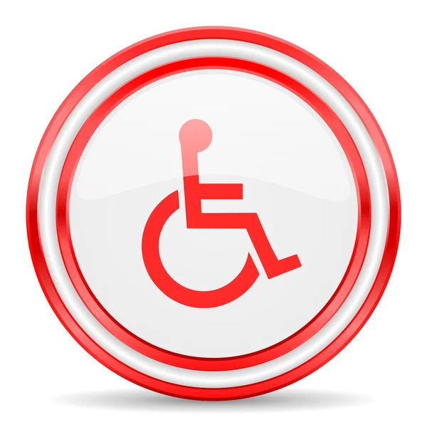 Wózek inwalidzki czerwony WWW biały błyszczący ikona — Zdjęcie stockowe