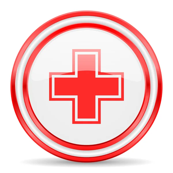 Farmácia vermelho branco brilhante ícone web — Fotografia de Stock