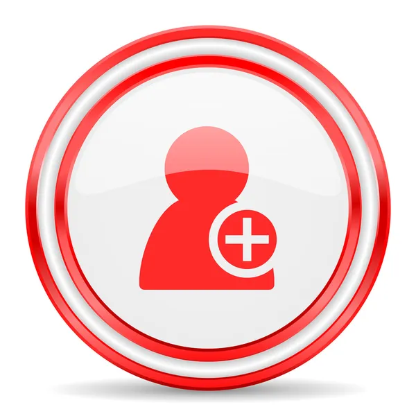 Adicionar contato vermelho branco brilhante ícone da web — Fotografia de Stock