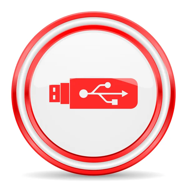 USB-rood wit glanzend web pictogram — Stockfoto