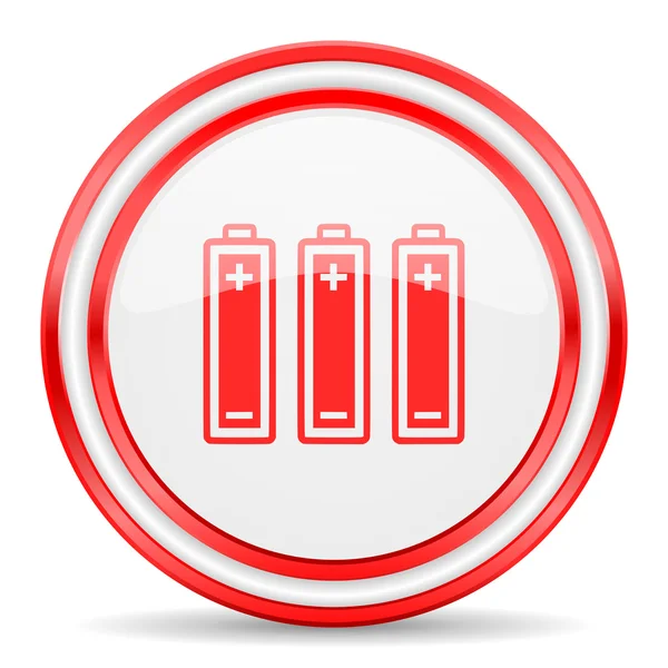 Bateria vermelho branco brilhante ícone web — Fotografia de Stock