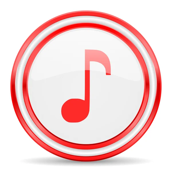 Música rojo blanco brillante icono web — Foto de Stock