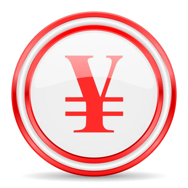 Yen rood wit glanzend web pictogram — Stockfoto